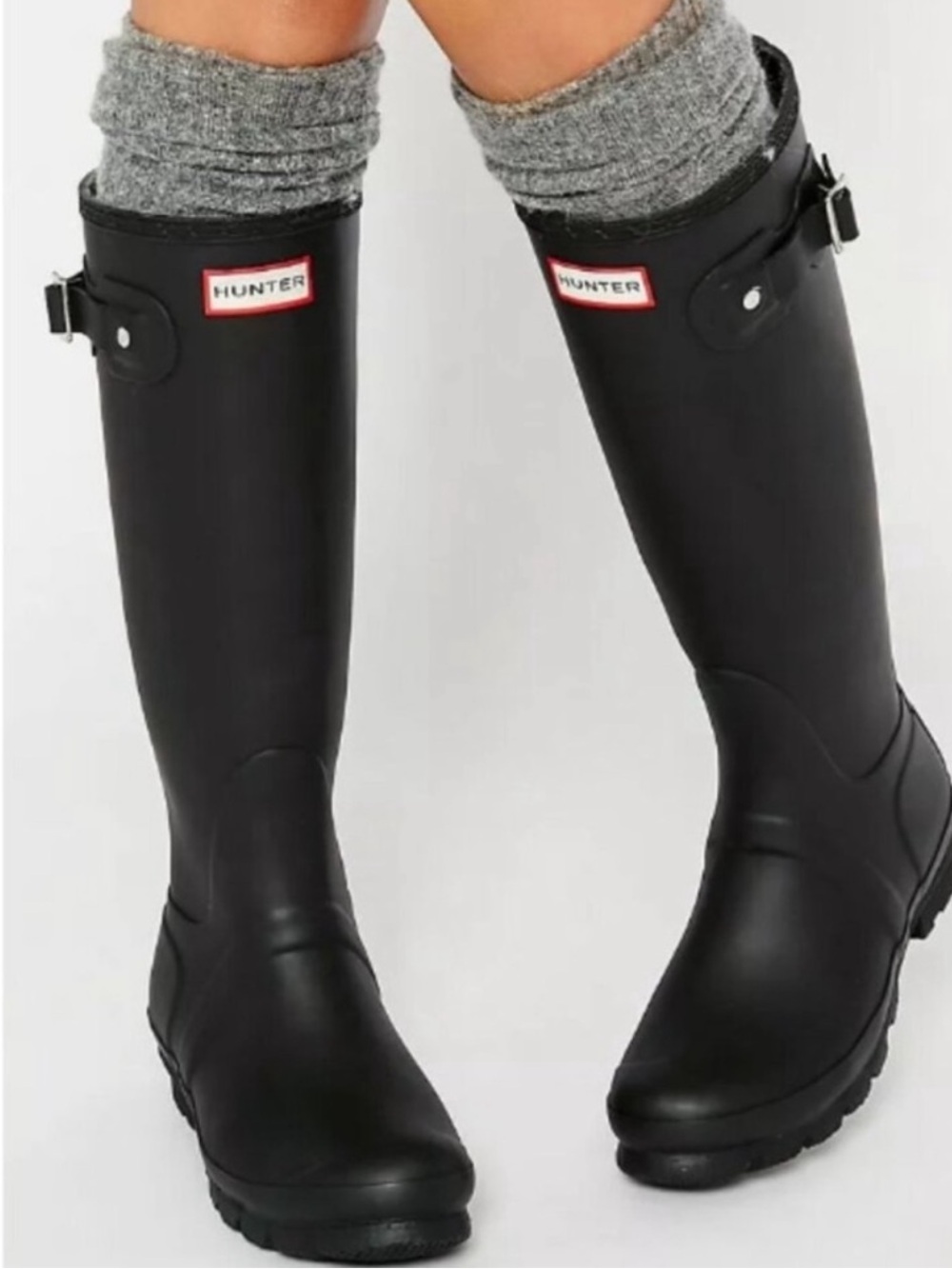 Hunter Black original Tall Boots w Adjustable Side Buckle! New in box! 7